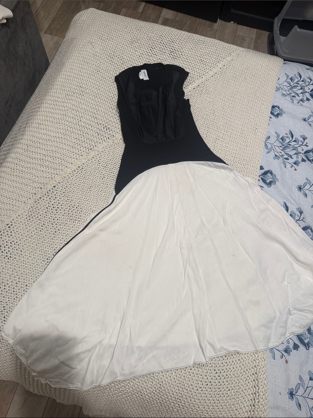 DKNY Black & White Fit-and-Flare Dress - Classic Two-Tone Style